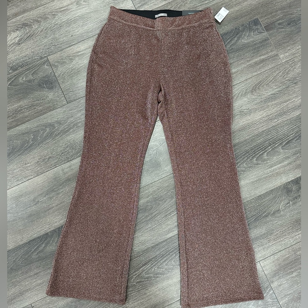 wide leg high rise sparkly brown pants